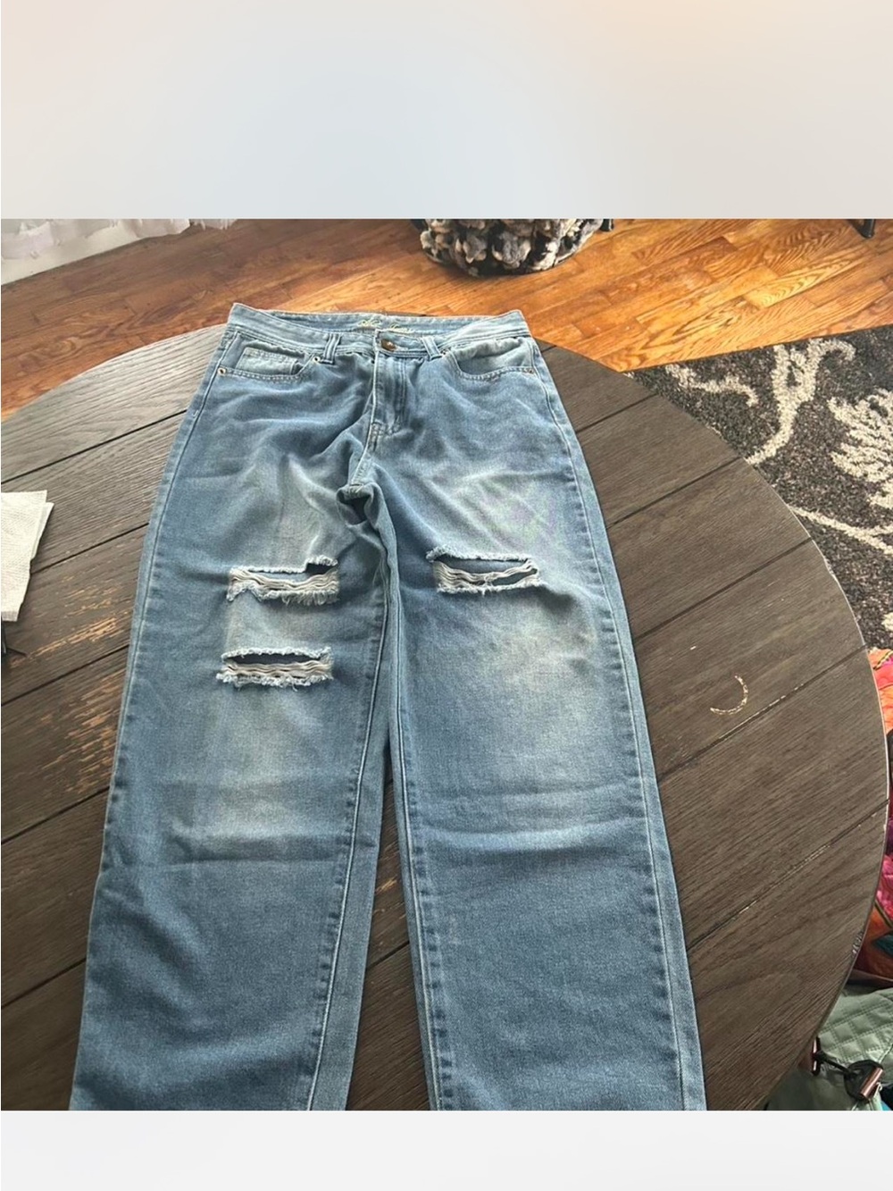 Classic High-Waist Distressed Women’s Jeans - Light Blue